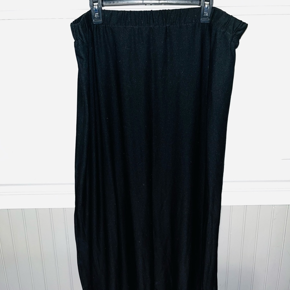 Black maxi shirt with mid side slits 3x